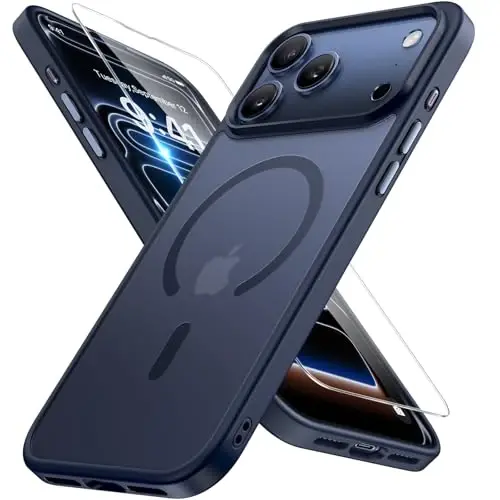 miracase Magnetic for iPhone 17 Pro Max Case (Compatible with MagSafe) with Screen Protector Military-Grade Protection, Anti-Fingerprint Matte Phone Cover for iPhone 17 Pro Max 6.9 inch, Blue 