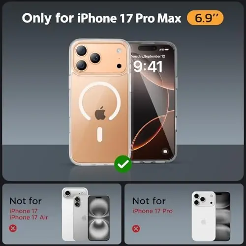 Miracase Magnetic for iPhone 17 Pro Max Case with Screen Protector [Compatible with MagSafe] Slim Thin Phone Case Military-Grade Protected for 17 ProMax Cover Bumper 6.9