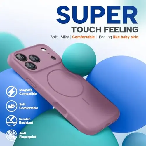 Miracase Magnetic for iPhone 17 Pro Max Case, Compatible with MagSafe, Integrated Silicone Camera Control Cover, 3.0mm Thicken Shockproof Drop Protection Phone Case for 17 ProMax, Blackcurrant - 6