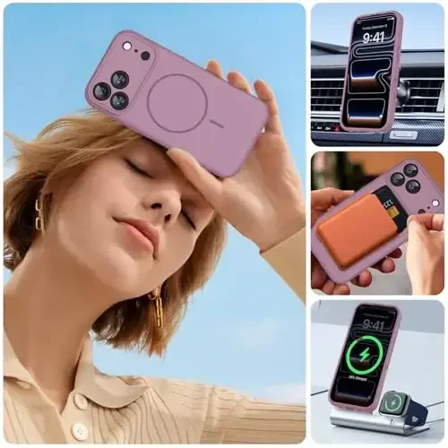 Miracase Magnetic for iPhone 17 Pro Max Case, Compatible with MagSafe, Integrated Silicone Camera Control Cover, 3.0mm Thicken Shockproof Drop Protection Phone Case for 17 ProMax, Blackcurrant - 7