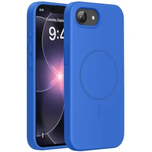 Miracase Magnetic for iPhone 17e Case & iPhone 16e Case, [Soft Anti-Scratch Microfiber Lining], Compatible with MagSafe, Silicone Shockproof Protection Phone Case for iPhone 17e/16e, Blue - 1