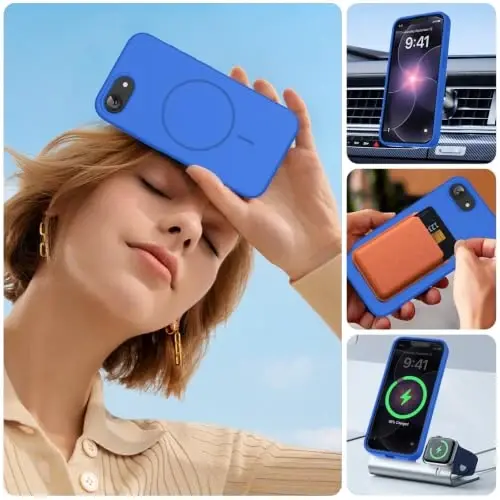 Miracase Magnetic for iPhone 17e Case & iPhone 16e Case, [Soft Anti-Scratch Microfiber Lining], Compatible with MagSafe, Silicone Shockproof Protection Phone Case for iPhone 17e/16e, Blue - 5