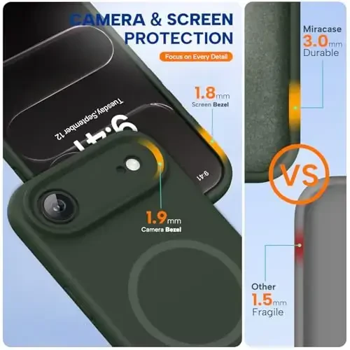 Miracase Magnetic for iPhone Air Case, Compatible with MagSafe, Integrated Silicone Camera Control Cover, 3.0mm Thicken Shockproof Drop Protection Phone Case for 17 Air,Dark Green - MIRACASE (1)