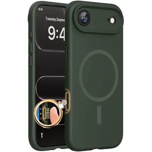 Miracase Magnetic for iPhone Air Case, Compatible with MagSafe, Integrated Silicone Camera Control Cover, 3.0mm Thicken Shockproof Drop Protection Phone Case for 17 Air,Dark Green 