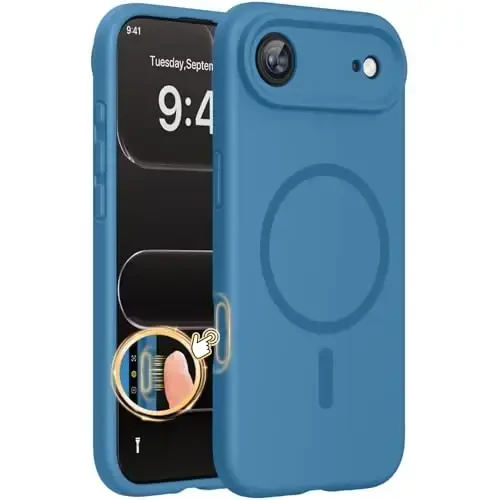 Miracase Magnetic for iPhone Air Case, Compatible with MagSafe, Integrated Silicone Camera Control Cover, 3.0mm Thicken Shockproof Drop Protection Phone Case for 17 Air,Capri Blue 
