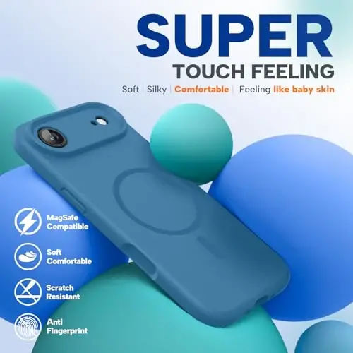 Miracase Magnetic for iPhone Air Case, Compatible with MagSafe, Integrated Silicone Camera Control Cover, 3.0mm Thicken Shockproof Drop Protection Phone Case for 17 Air,Capri Blue - 6