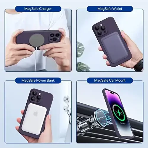 Miracase Magnetic Case Designed for iPhone 14 Pro Max Phone Case with Screen Protector,[Upgraded Enhanced Camera Protection],Shockproof Liquid Silicone Case 6.7 inch, Dark Purple Magnetic - 3