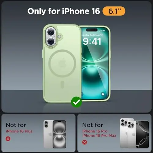 miracase Magnetic Series for iPhone 16 Case [Compatible with MagSafe] Military-Grade Protection, Anti-Fingerprint, Slim Phone Case for iPhone 16 6.1 inch - Matcha Green - 2