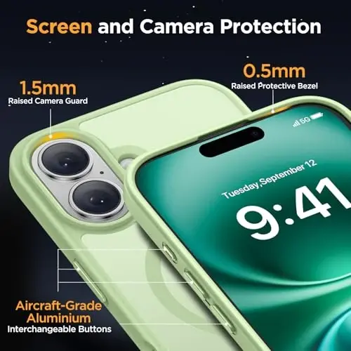 miracase Magnetic Series for iPhone 16 Case [Compatible with MagSafe] Military-Grade Protection, Anti-Fingerprint, Slim Phone Case for iPhone 16 6.1 inch - Matcha Green - 5