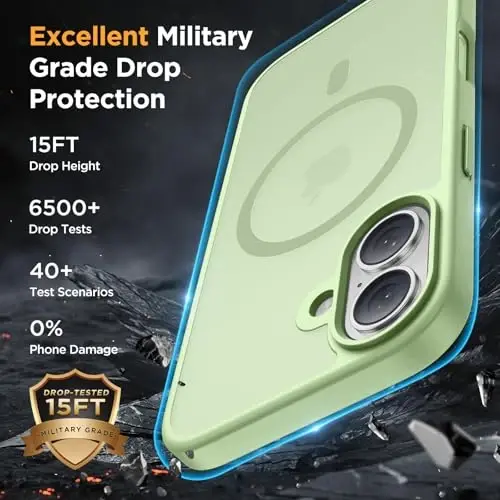 miracase Magnetic Series for iPhone 16 Case [Compatible with MagSafe] Military-Grade Protection, Anti-Fingerprint, Slim Phone Case for iPhone 16 6.1 inch - Matcha Green - 6