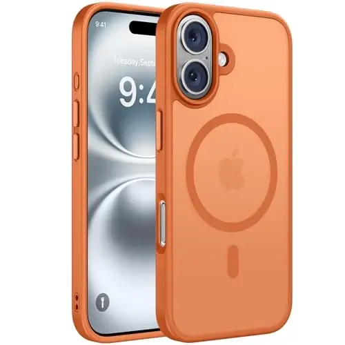 miracase Magnetic Series for iPhone 16 Case [Compatible with MagSafe] Military-Grade Protection, Anti-Fingerprint, Slim Phone Case for iPhone 16 6.1 inch - Orange 