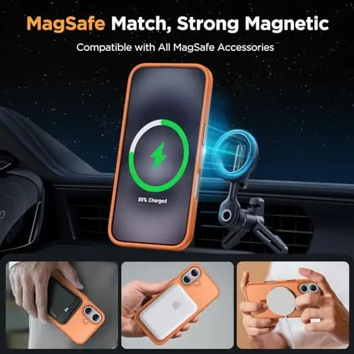 miracase Magnetic Series for iPhone 16 Case [Compatible with MagSafe] Military-Grade Protection, Anti-Fingerprint, Slim Phone Case for iPhone 16 6.1 inch - Orange - 4