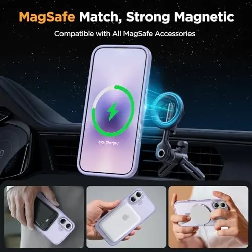 miracase Magnetic Series for iPhone 16 Case [Compatible with MagSafe] Military-Grade Protection, Anti-Fingerprint, Slim Phone Case for iPhone 16 6.1 inch - Light Purple - 4