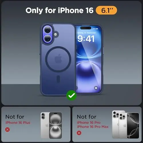 miracase Magnetic Series for iPhone 16 Case [Compatible with MagSafe] Military-Grade Protection, Anti-Fingerprint, Slim Phone Case for iPhone 16 6.1 inch - Dark Blue - 2