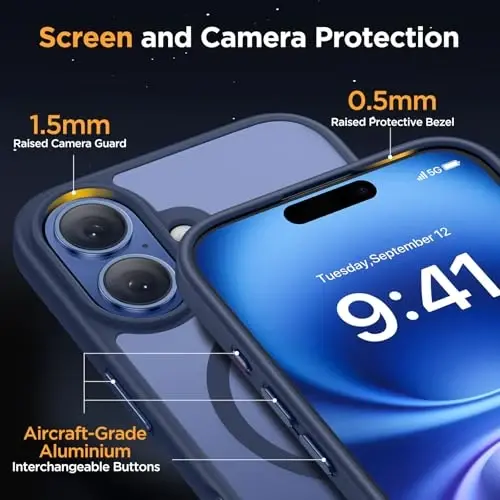 miracase Magnetic Series for iPhone 16 Case [Compatible with MagSafe] Military-Grade Protection, Anti-Fingerprint, Slim Phone Case for iPhone 16 6.1 inch - Dark Blue - 5