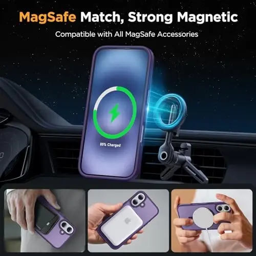 miracase Magnetic Series for iPhone 16 Case [Compatible with MagSafe] Military-Grade Protection, Anti-Fingerprint, Slim Phone Case for iPhone 16 6.1 inch - Deep Purple - 4