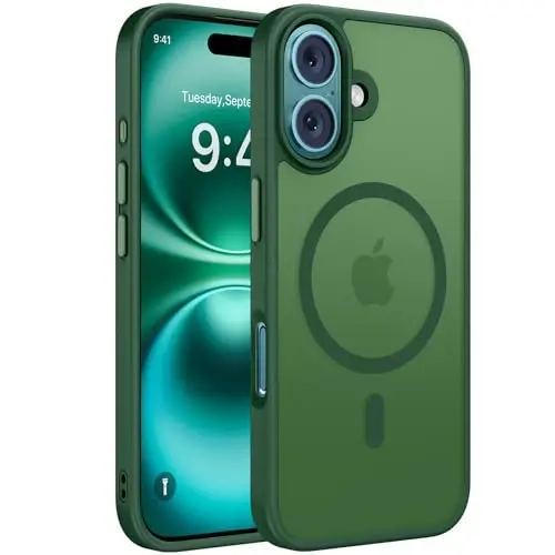 miracase Magnetic Series for iPhone 16 Case [Compatible with MagSafe] Military-Grade Protection, Anti-Fingerprint, Slim Phone Case for iPhone 16 6.1 inch - Dark Green 