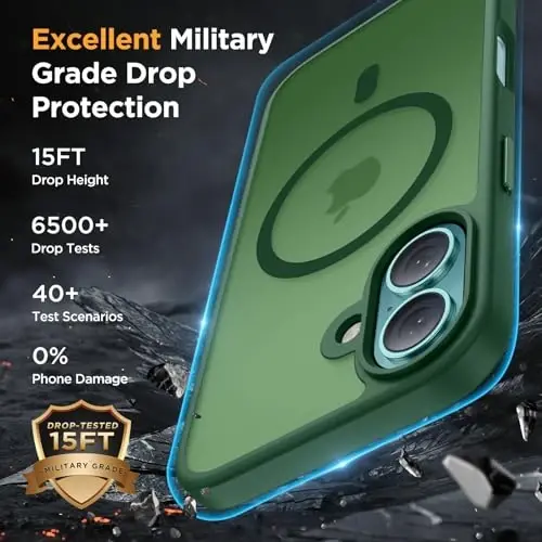 miracase Magnetic Series for iPhone 16 Case [Compatible with MagSafe] Military-Grade Protection, Anti-Fingerprint, Slim Phone Case for iPhone 16 6.1 inch - Dark Green - 6