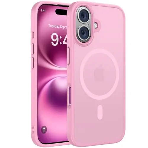 miracase Magnetic Series for iPhone 16 Case [Compatible with MagSafe] Military-Grade Protection, Anti-Fingerprint, Slim Phone Case for iPhone 16 6.1 inch - Messy Pink - 1