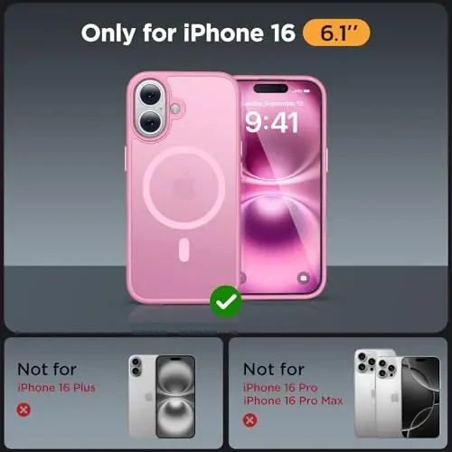miracase Magnetic Series for iPhone 16 Case [Compatible with MagSafe] Military-Grade Protection, Anti-Fingerprint, Slim Phone Case for iPhone 16 6.1 inch - Messy Pink - 2