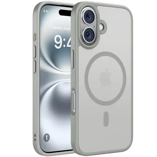 miracase Magnetic Series for iPhone 16 Case [Compatible with MagSafe] Military-Grade Protection, Anti-Fingerprint, Slim Phone Case for iPhone 16 6.1 inch - Grey 