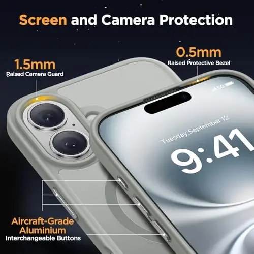 miracase Magnetic Series for iPhone 16 Case [Compatible with MagSafe] Military-Grade Protection, Anti-Fingerprint, Slim Phone Case for iPhone 16 6.1 inch - Grey - 5