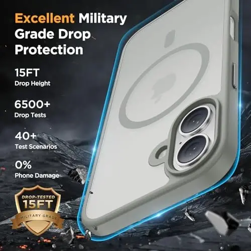 miracase Magnetic Series for iPhone 16 Case [Compatible with MagSafe] Military-Grade Protection, Anti-Fingerprint, Slim Phone Case for iPhone 16 6.1 inch - Grey - 6