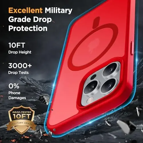 Miracase Magnetic Series Designed for iPhone 13 Pro Case [Compatible with MagSafe] [with 2X Screen Protectors] Anti-Fingerprint, Magnetic Phone Case for iPhone 13 Pro 6.1 inch - Red - 6