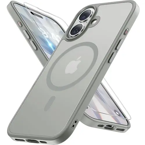 Miracase Magnetic for Phone 17 Case (Compatible with MagSafe) with Screen Protector Military-Grade Protection, Anti-Fingerprint Translucent Matte Phone Cover for Phone 17 6.3 inch, Gray - 2