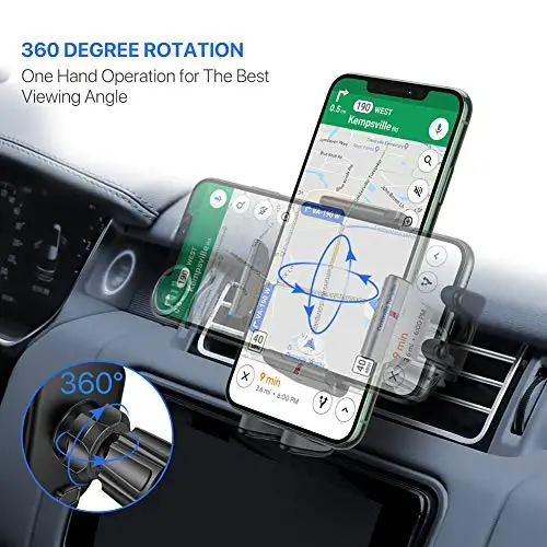 Miracase Phone Holders for Your Car with Metal Hook Clip, Air Vent Cell Phone Car Mount, Hands Free Universal Automobile Cradle Fit for iPhone Android and All Smartphones, Classic Black - 4