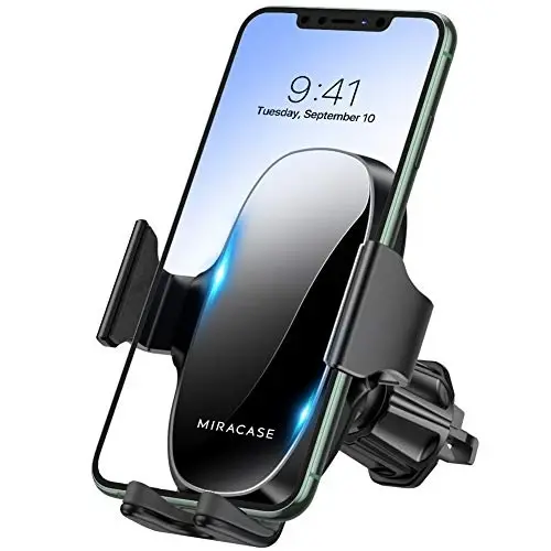 Miracase Phone Holders for Your Car with Metal Hook Clip, Air Vent Cell Phone Car Mount, Hands Free Universal Automobile Cradle Fit for iPhone Android and All Smartphones, Classic Black 