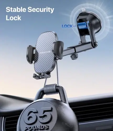 Miracase Phone Holders for Your Car Dashboard Windshield, [65+LBS Strongest Suction] Universal Long Arm Cell Phone Holder Automobile Cradle for iPhone 18 Pro Max 17 16 15 14 Android Garmin GPS - 4