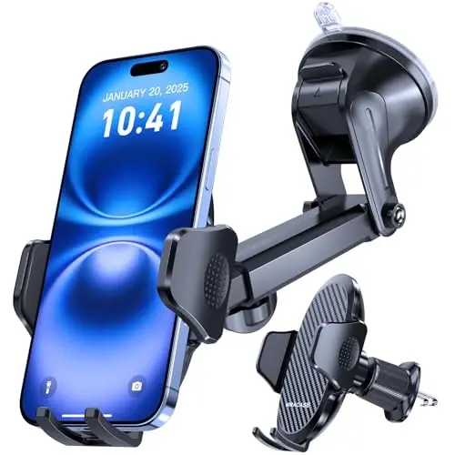 Miracase Phone Holders for Your Car, [Thick Case & Heavy Phone Friendly] Universal Cell Phone Car Mount, 3-in-1 Phone Mount for Car Dashboard Windshield Air Vent Fit for All Smartphones, Dark Black 