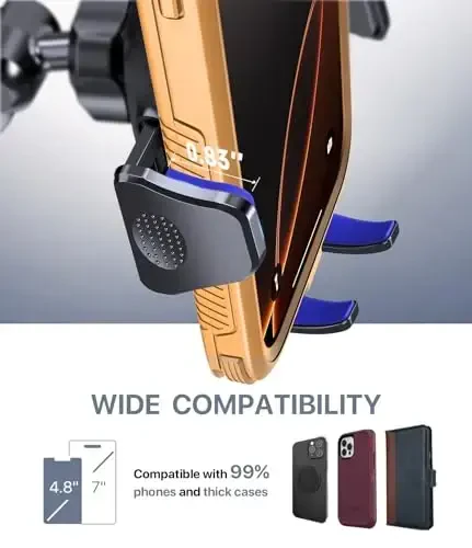 Miracase Phone Holders for Your Car, [Thick Case & Heavy Phone Friendly] Universal Cell Phone Car Mount, 3-in-1 Phone Mount for Car Dashboard Windshield Air Vent Fit for All Smartphones, Dark Black - 5