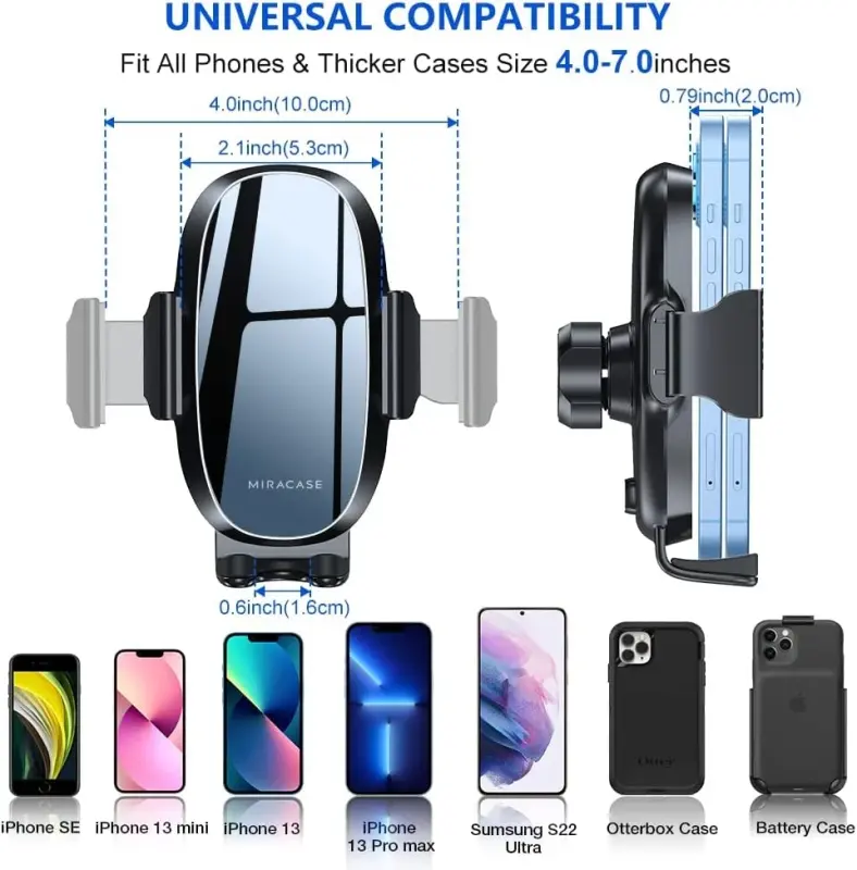 Miracase Phone Holders for Your Car with Metal Hook Clip, Air Vent Cell Phone Car Mount, Hands Free Universal Automobile Cradle Fit for iPhone Android and All Smartphones, Classic Black - 3
