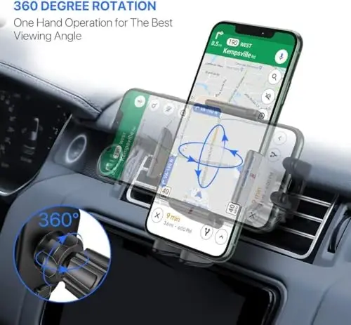 Miracase Phone Holders for Your Car with Metal Hook Clip, Air Vent Cell Phone Car Mount, Hands Free Universal Automobile Cradle Fit for iPhone Android and All Smartphones, Classic Black - 4