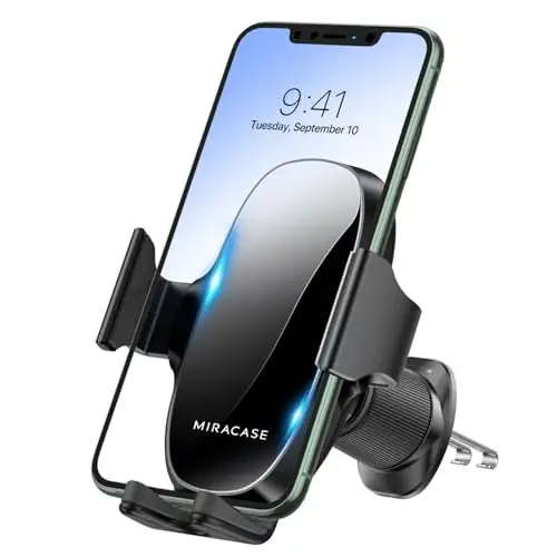 Miracase Phone Holders for Your Car with Metal Hook Clip, Air Vent Cell Phone Car Mount, Hands Free Universal Automobile Cradle Fit for iPhone Android and All Smartphones, Classic Black - MIRACASE