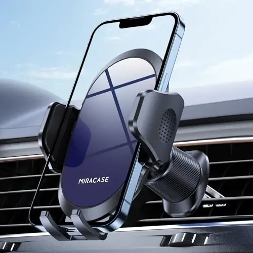Miracase Phone Holders for Your Car with Metal Hook Clip, Air Vent Cell Phone Stand Car Mount, Hands Free Universal Automobile Cradle Fit for iPhone Android and All Smartphones, Blue - 1