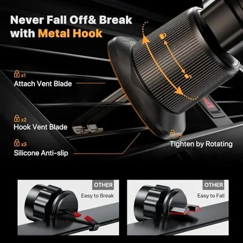 Miracase Phone Holders for Your Car with Metal Hook Clip, Air Vent Cell Phone Stand Car Mount, Hands Free Universal Automobile Cradle Fit for iPhone Android and All Smartphones, Blue - 2