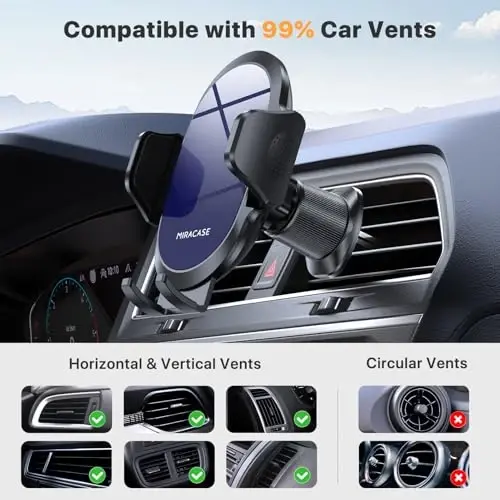 Miracase Phone Holders for Your Car with Metal Hook Clip, Air Vent Cell Phone Stand Car Mount, Hands Free Universal Automobile Cradle Fit for iPhone Android and All Smartphones, Blue - 5