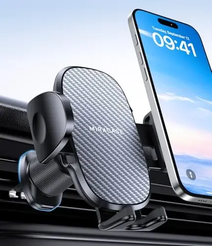 Miracase Phone Holders for Your Car with Metal Hook Clip, Air Vent Cell Phone Stand Car Mount, Universal Automobile Cradle for Garmin GPS Fit iPhone Android and All Smartphones, Dark Grey - 1