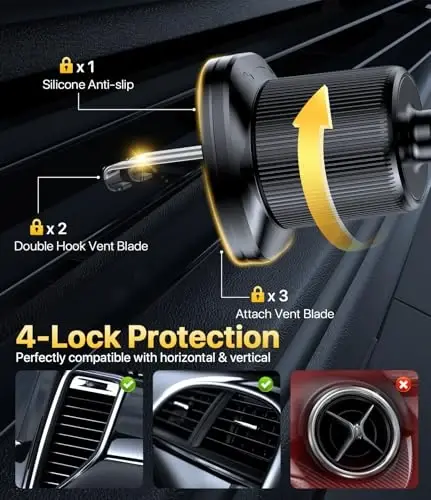 Miracase Phone Holders for Your Car with Metal Hook Clip, Air Vent Cell Phone Stand Car Mount, Universal Automobile Cradle for Garmin GPS Fit iPhone Android and All Smartphones, Dark Grey - 4