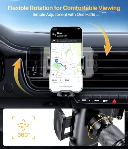 Miracase Phone Holders for Your Car with Metal Hook Clip, Air Vent Cell Phone Stand Car Mount, Universal Automobile Cradle for Garmin GPS Fit iPhone Android and All Smartphones, Dark Grey - 5