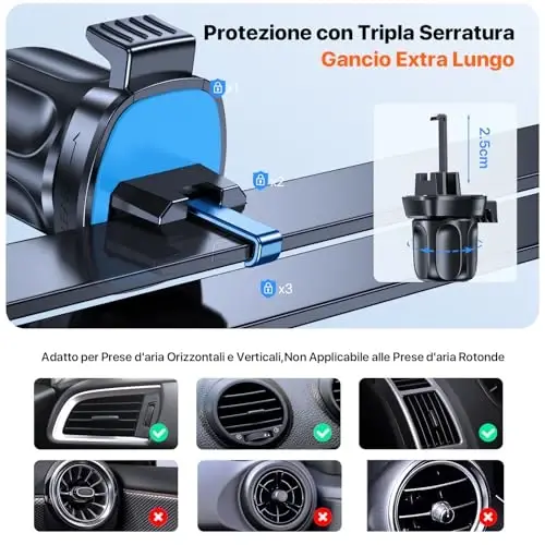Miracase Phone Holders for Your Car with Metal Hook Clip, Air Vent Cell Phone Stand Car Mount,Automobile Cradle Fit for All Smartphones (Carbon Fiber) - 4