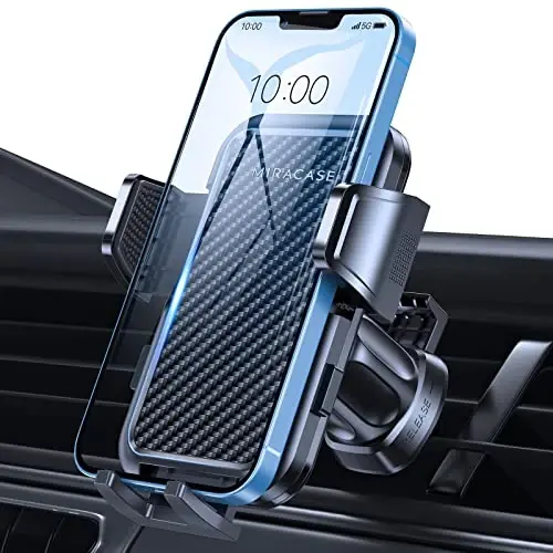 Miracase Phone Holders for Your Car with Metal Hook Clip, Air Vent Cell Phone Stand Car Mount,Automobile Cradle Fit for All Smartphones (Carbon Fiber) - 1
