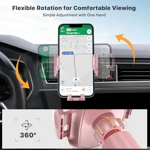 Miracase Phone Holders for Your Car with Metal Hook Clip, Cell Phone Mounts Air Vent Cell Phone Stand Car Mount, Universal Automobile Cradle Fit for iPhone Android and All Smartphones (Pink) - 4