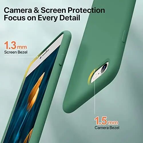 Miracase Silicone for iPhone SE 2022/SE 2020/7/8 Case,Acacia Green | Ultra Slim Cover with Screen Protector, Soft Microfiber Lining, Multi-Color Premium Silicone Shockproof Phone Case - 4