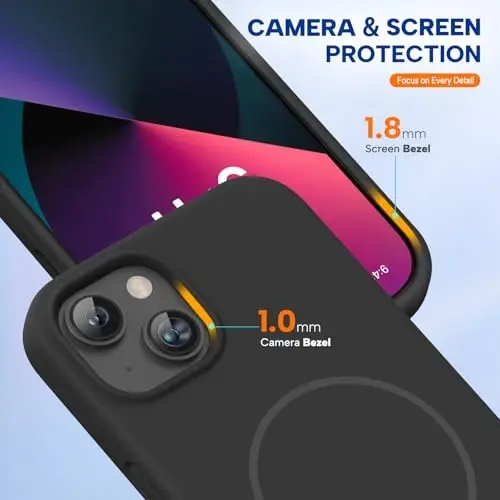 Miracase Silicone & Magnetic for iPhone 12 Mini/13 Mini Case, Black | Compatible with MagSafe, Soft Microfiber Lining, Silicone Cover Shockproof Drop Protection Phone Case for 12 Mini/13 Mini - 2