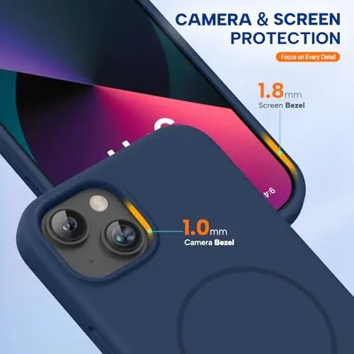 Miracase Silicone & Magnetic for iPhone 12 Mini/13 Mini Case, Dark Blue | Compatible with MagSafe, Soft Microfiber Lining, Silicone Cover Shockproof Drop Protection Phone Case for 12 Mini/13 Mini - 2