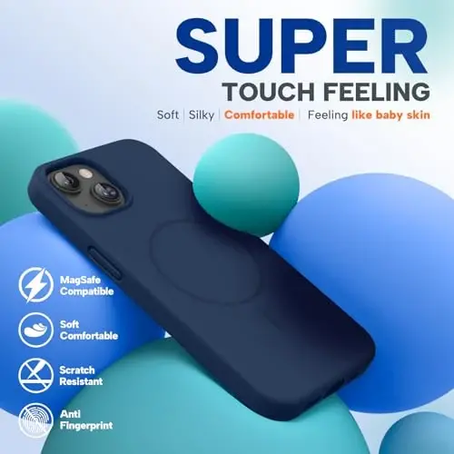 Miracase Silicone & Magnetic for iPhone 12 Mini/13 Mini Case, Dark Blue | Compatible with MagSafe, Soft Microfiber Lining, Silicone Cover Shockproof Drop Protection Phone Case for 12 Mini/13 Mini - 6